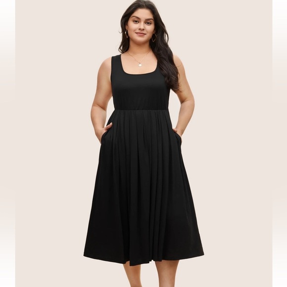BloomChic Plus Size XL Supersoft Essentials Solid Gathered Tank Dress us14-16 - Picture 1 of 8